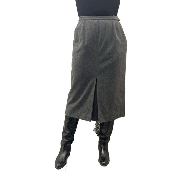 CHANEL PARIS Wool Midi Pencil Skirt in Grey Size EUR 44 - Picture 7 of 10